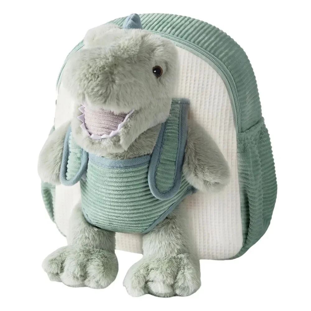Moonkie Dinosaur Toddler Backpack ~ Soft Plush Bag with Travel Toy for Toddlers